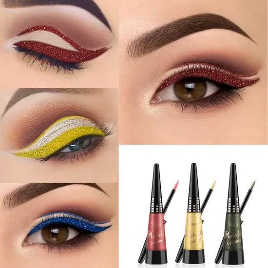 Eyeliner métallique multicolore à séchage rapide, imperméable, durable, lisse et naturel