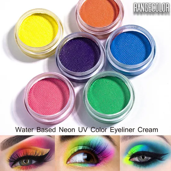 Maquillage longue durée à base d'eau, crème eye-liner couleur néon UV, facile à appliquer et à laver, peinture fluorescente active à l'eau
