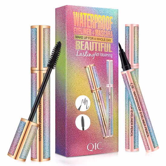 Ensemble eye-liner liquide noir mat et mascara, facile à colorer, imperméable et très populaire